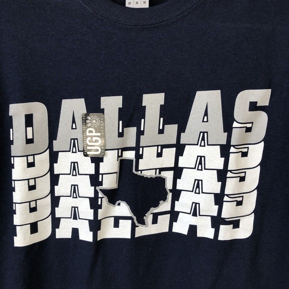 Gildan Dallas Texas T-Shirt Mens M Navy White Heavy Cotton Short Sleeve Tee - Picture 5 of 8